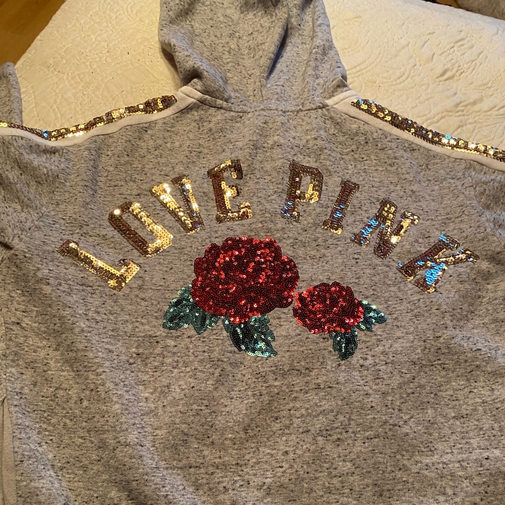 VS Pink glitter hoodie pullover used